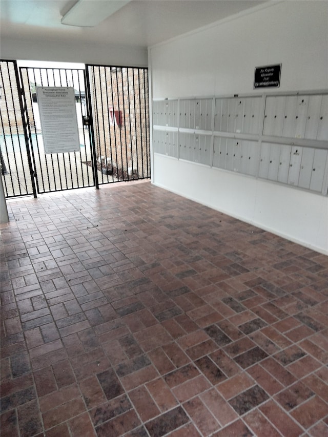 spare room with mail boxes