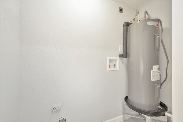 utility room featuring water heater