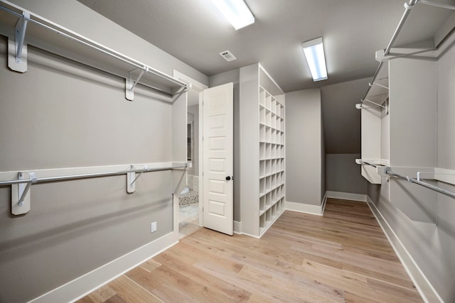 walk in closet featuring light hardwood / wood-style floors