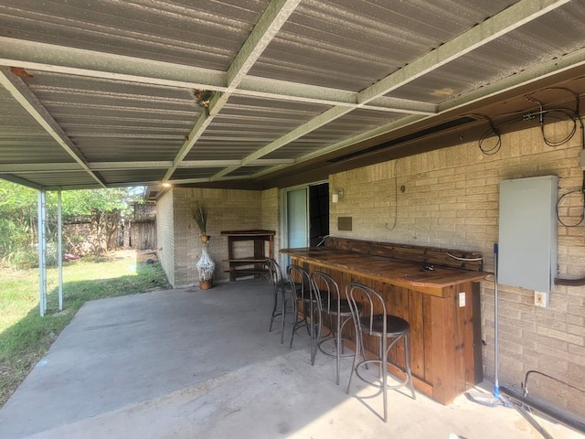 view of patio / terrace with a bar