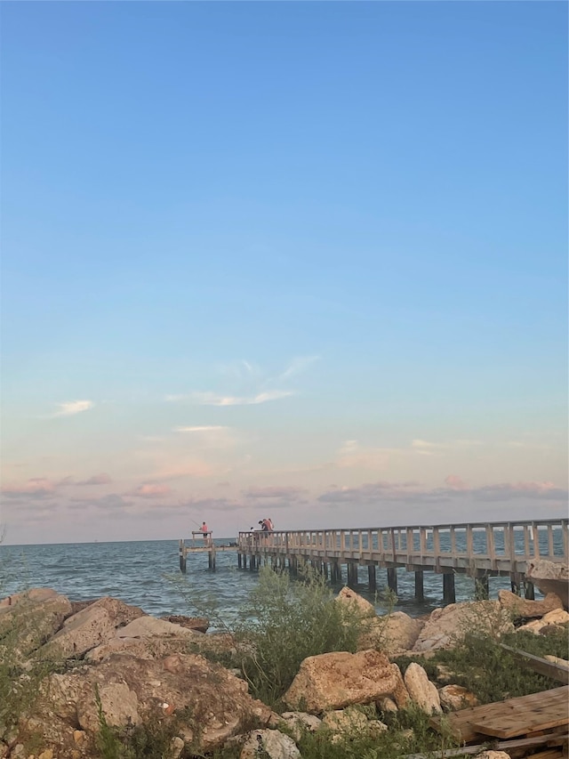 dock area featuring a water view