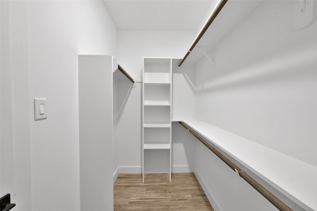 spacious closet featuring light hardwood / wood-style flooring