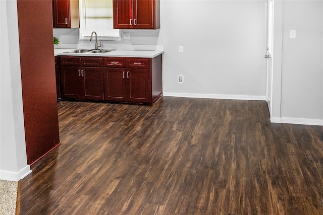 kitchen featuring dark wood-type flooring and sink