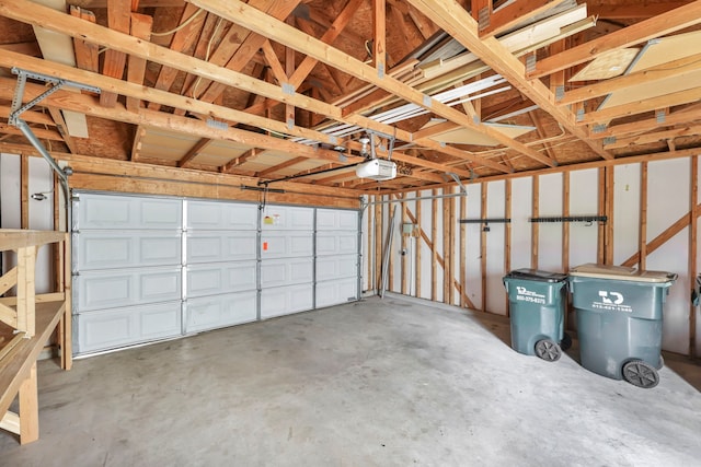 garage with a garage door opener