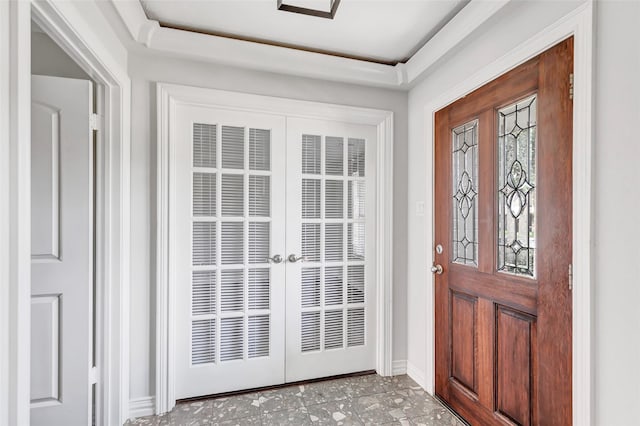 foyer featuring french doors