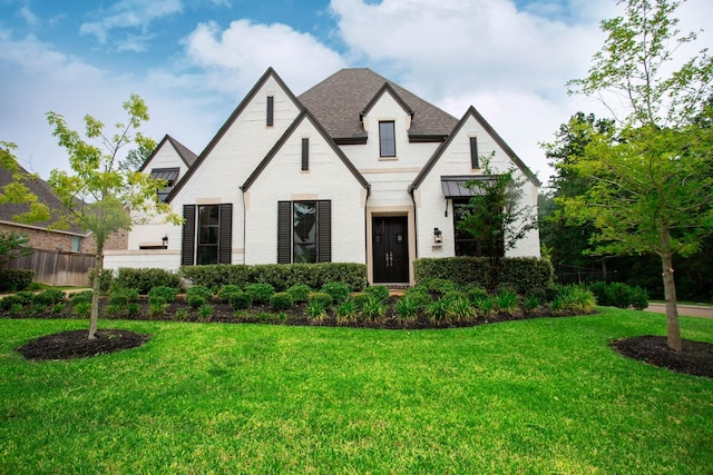 view of front of property featuring a front lawn