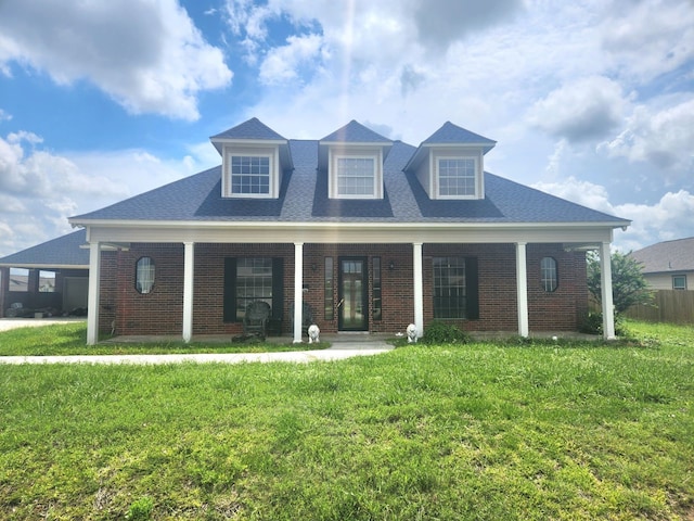 view of front of property with a front lawn