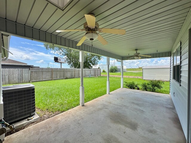 view of patio / terrace with cooling unit and ceiling fan