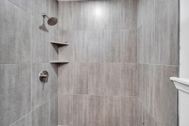 interior details featuring tiled shower