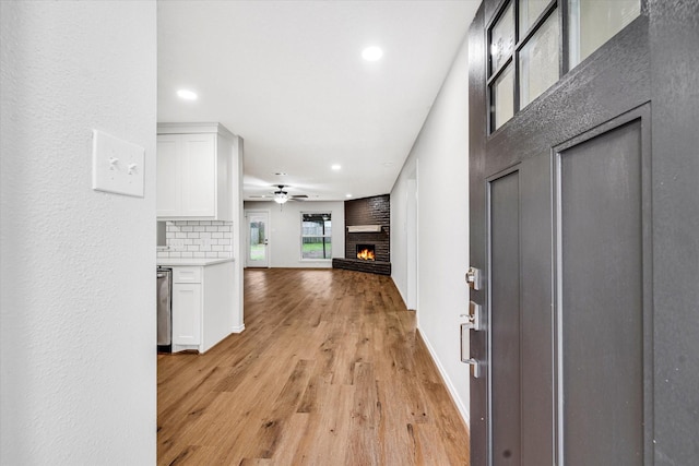 hall featuring light hardwood / wood-style floors