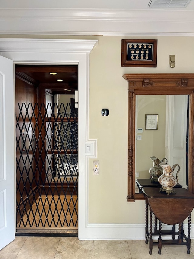 interior space featuring light tile patterned floors