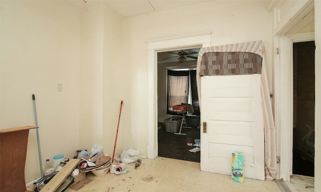 miscellaneous room featuring ceiling fan