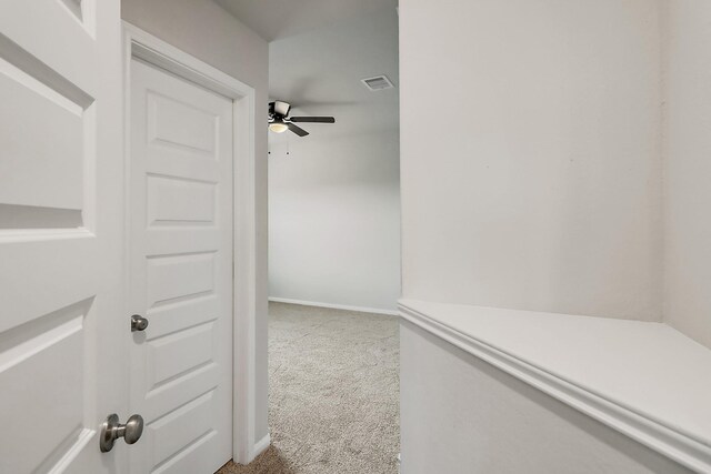 spacious closet featuring carpet and ceiling fan