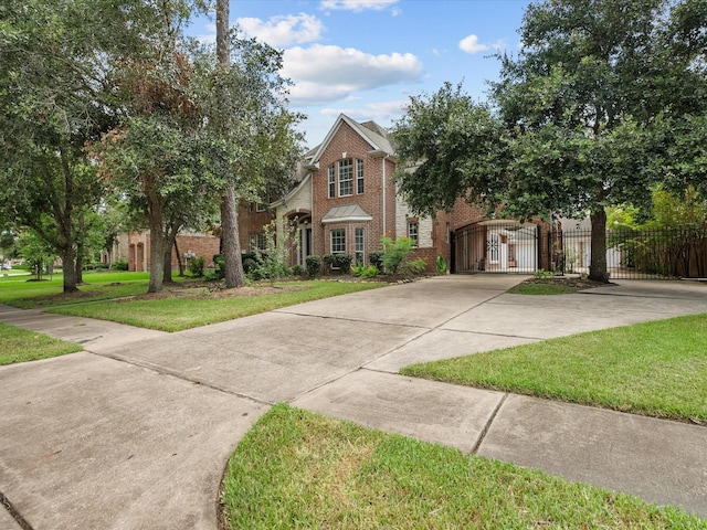 view of front of home with a front lawn