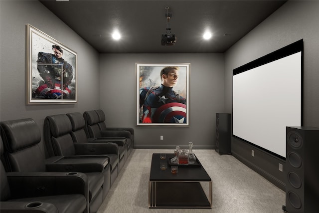 view of carpeted home theater