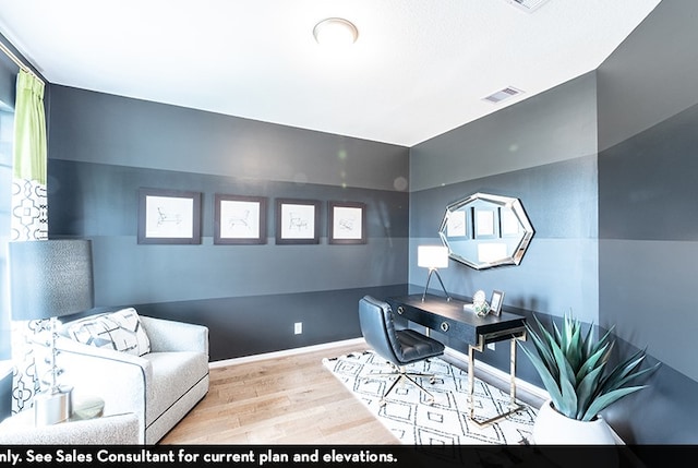 office area featuring light wood-type flooring