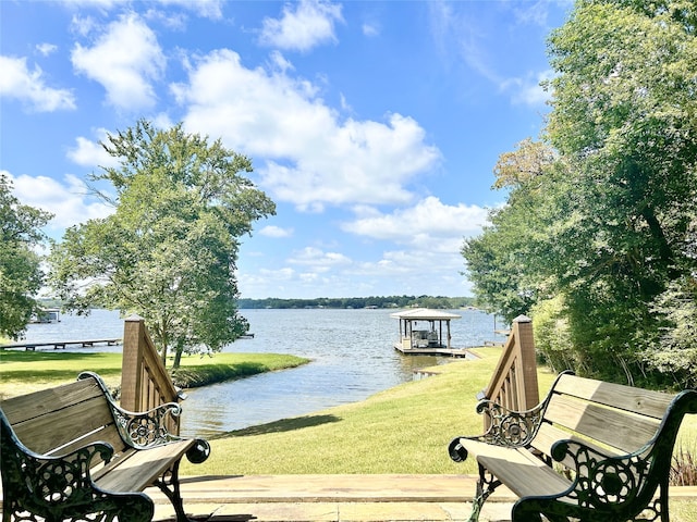 exterior space featuring a dock