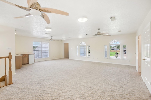 carpeted spare room with a wealth of natural light and a textured ceiling