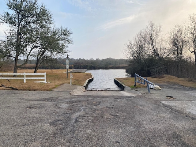 dock area featuring a water view