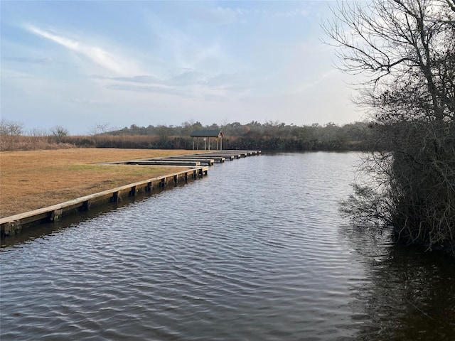 view of dock featuring a water view