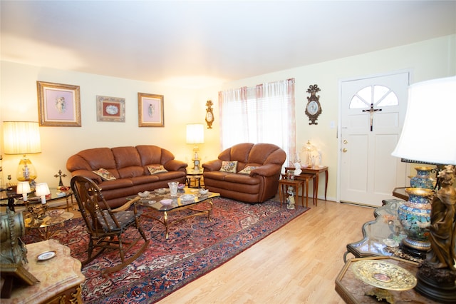 living room featuring light hardwood / wood-style floors