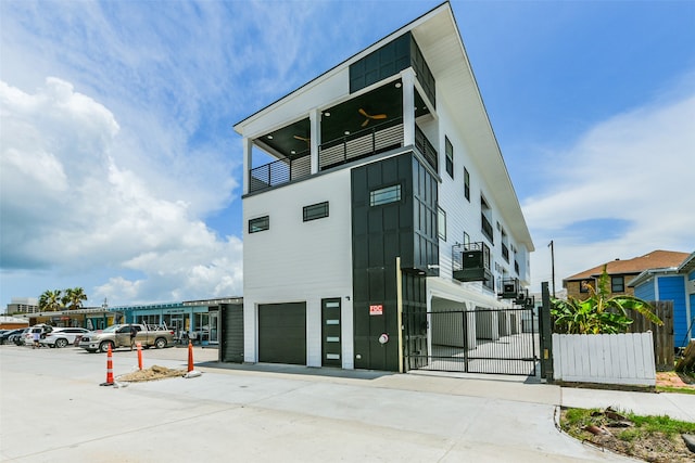 view of building exterior featuring a garage