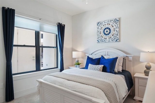 carpeted bedroom with multiple windows