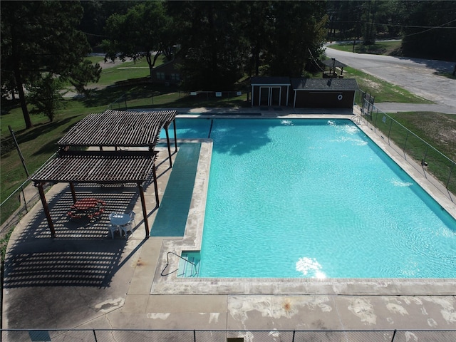 community pool with fence