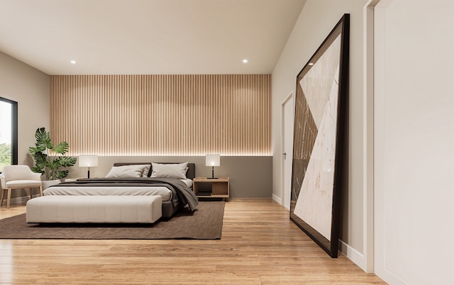 bedroom featuring light hardwood / wood-style floors