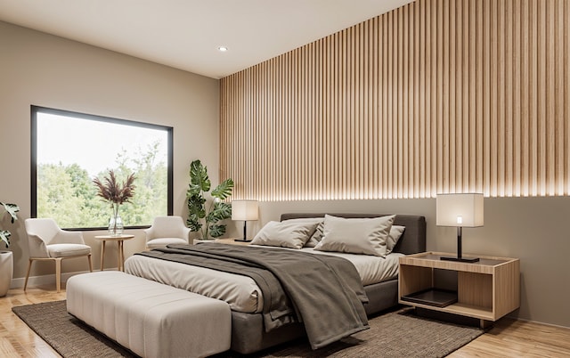 bedroom featuring light hardwood / wood-style floors