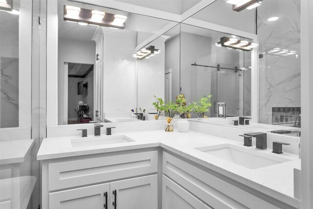 bathroom with dual bowl vanity