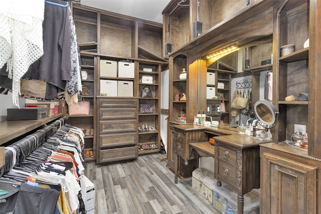 spacious closet with light wood-type flooring