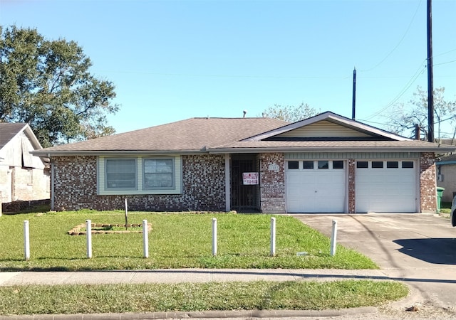 11807 Martin Luther King, Houston, TX 77048 - ranch-style home with an attached garage, driveway, a front lawn, and brick siding