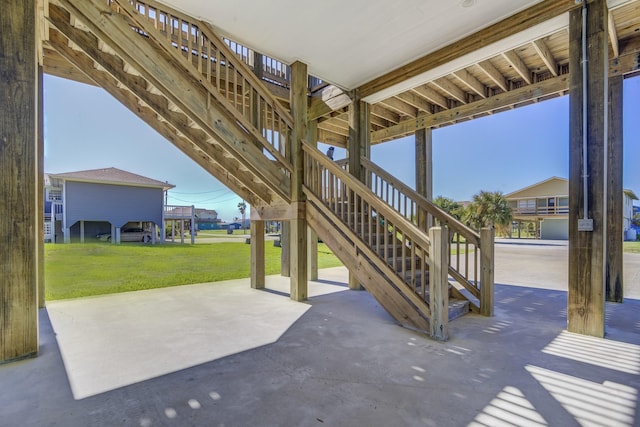 view of patio featuring stairs