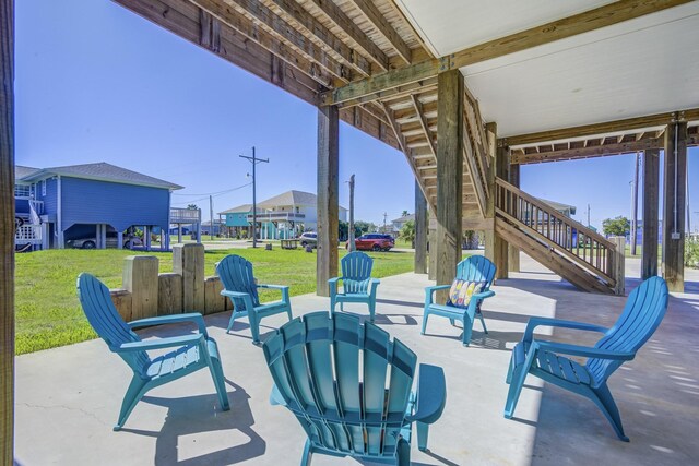 view of patio / terrace with stairway