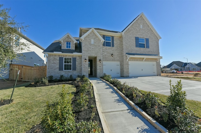 view of front of house with a garage and a front yard