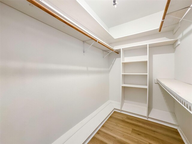 walk in closet featuring wood-type flooring