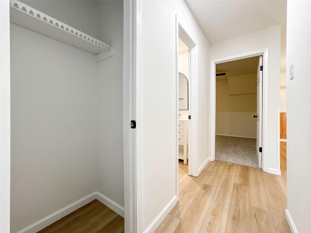 hall with light hardwood / wood-style flooring