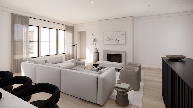 living room featuring light hardwood / wood-style floors