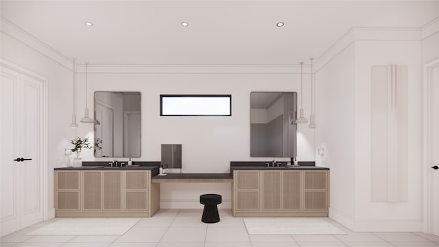 bathroom featuring tile patterned floors and vanity