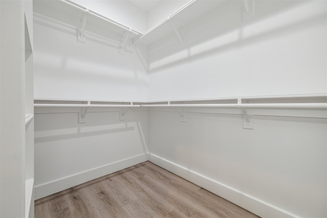 spacious closet with light hardwood / wood-style flooring