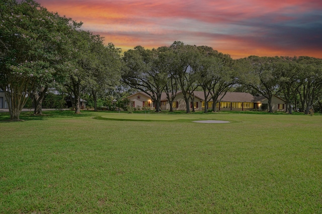 view of yard at dusk