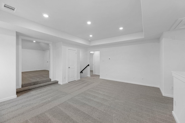 basement with light carpet