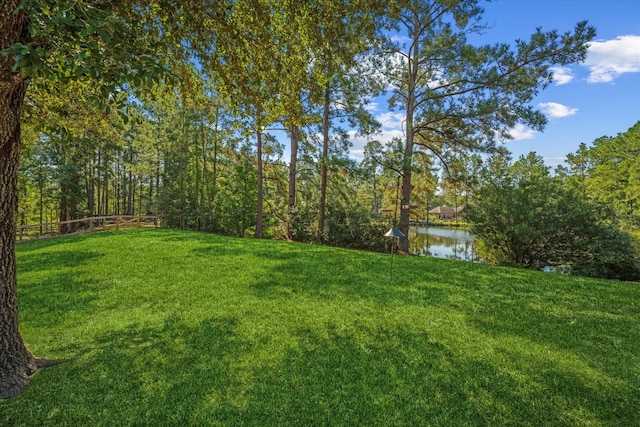 view of yard featuring a water view