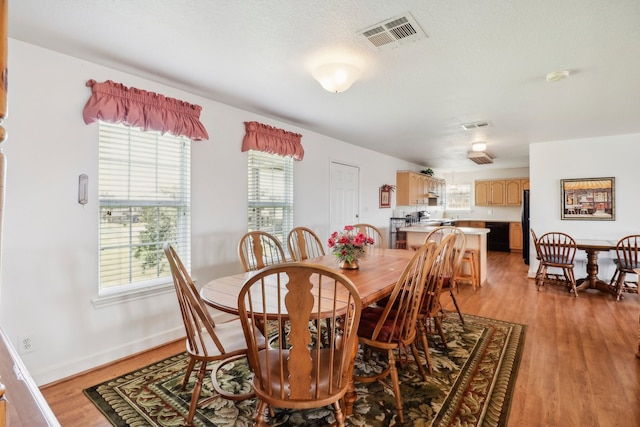 dining room with light wood-type flooring and plenty of natural light