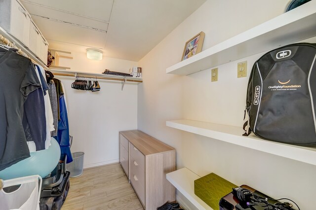 spacious closet with light wood-type flooring