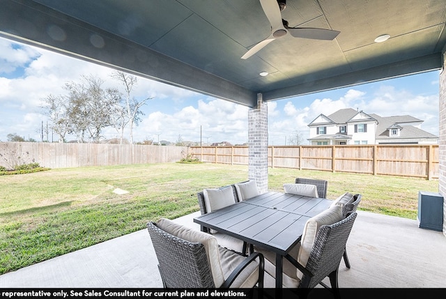 view of patio / terrace featuring ceiling fan