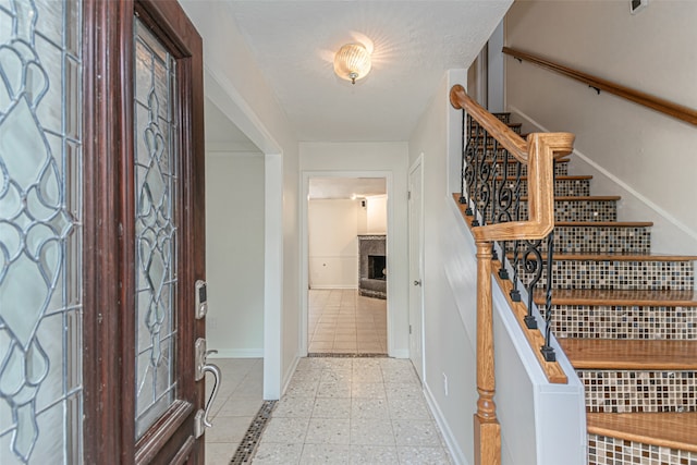 interior space featuring light tile patterned floors