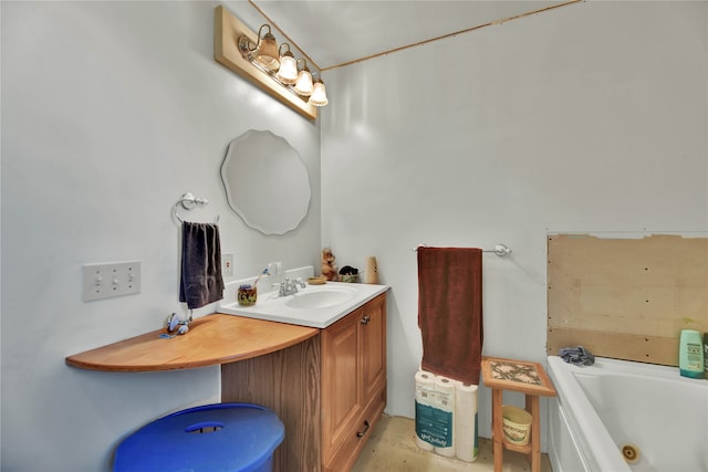 bathroom with vanity and a tub to relax in