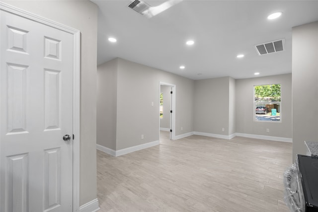 interior space with light hardwood / wood-style floors